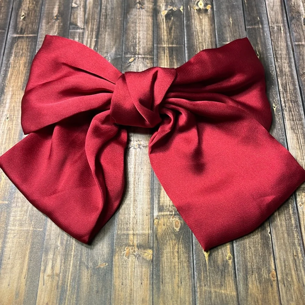 5for$10 Bow Hair Clips Dark Red Large Satin French Snap Ponytail Accessories - Picture 16 of 16